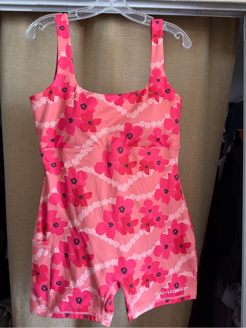 Women Pink Floral One-Piece Bodysuit